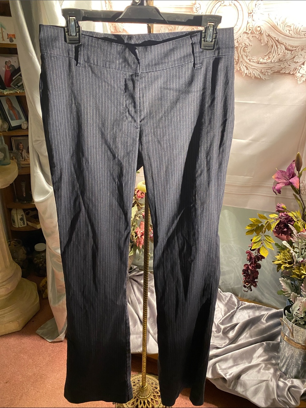 Women’s Ellemeno Navy Pinstripe Dress Trousers — Classic Professional Look